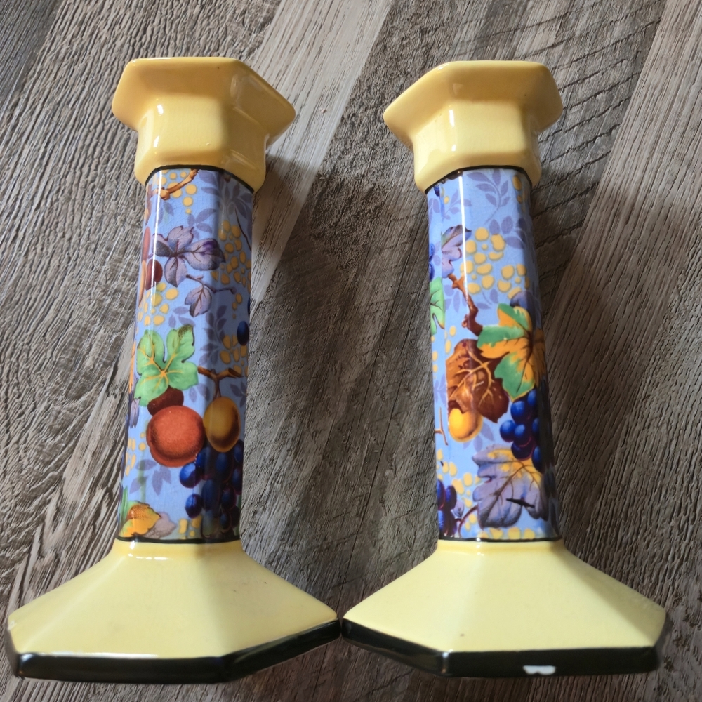 Tuscan 1920s Art Deco 450.A Antique Fruit Taper Holders Made in England Pair - Picture 9 of 12